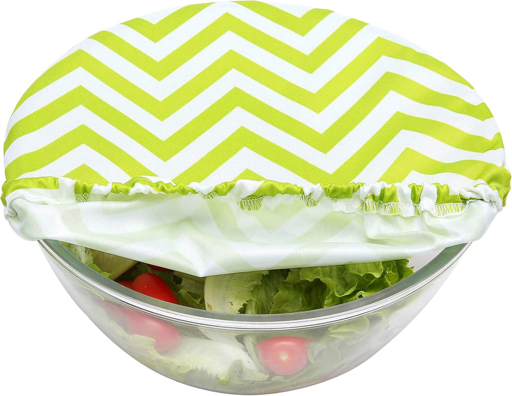 Wegreeco Elastic Reusable Bowl Covers for Bread Proofing, Fabric Cloth Sourdough Bowl Covers for Proofing - Set of 3, Chevron Green