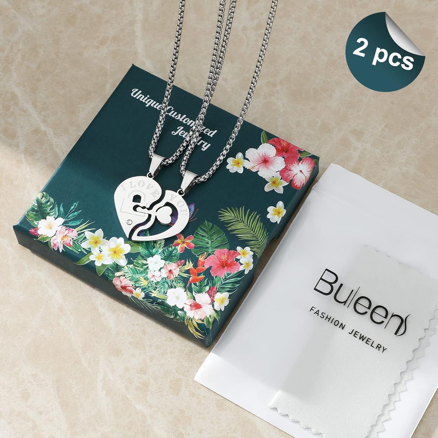 Buleens Heart Pendant Necklaces for Women Mens