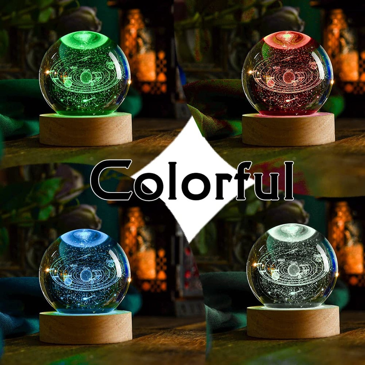 IFOLAINA 3D Solar System Crystal Ball 60Mm Universe Gifts with Laser Engraved...