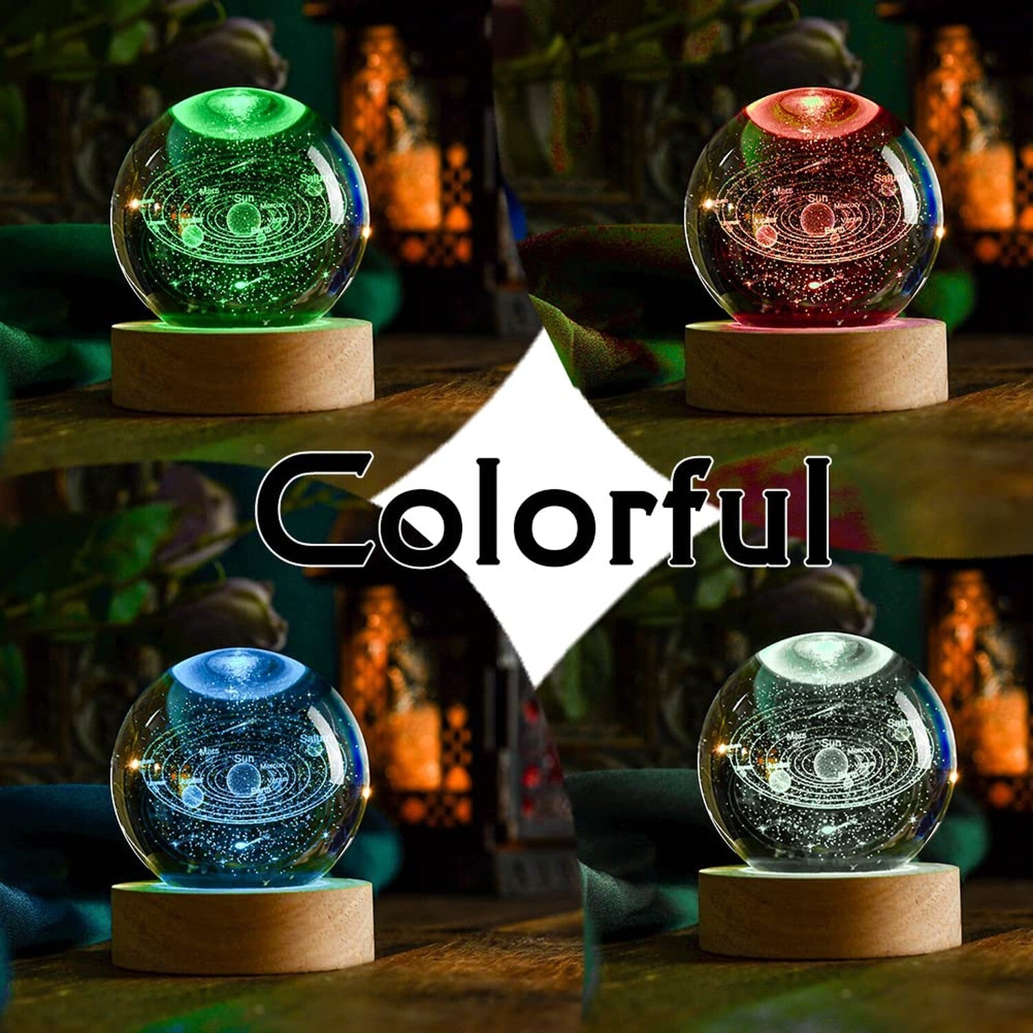 IFOLAINA 3D Solar System Crystal Ball 60Mm Universe Gifts with Laser Engraved...