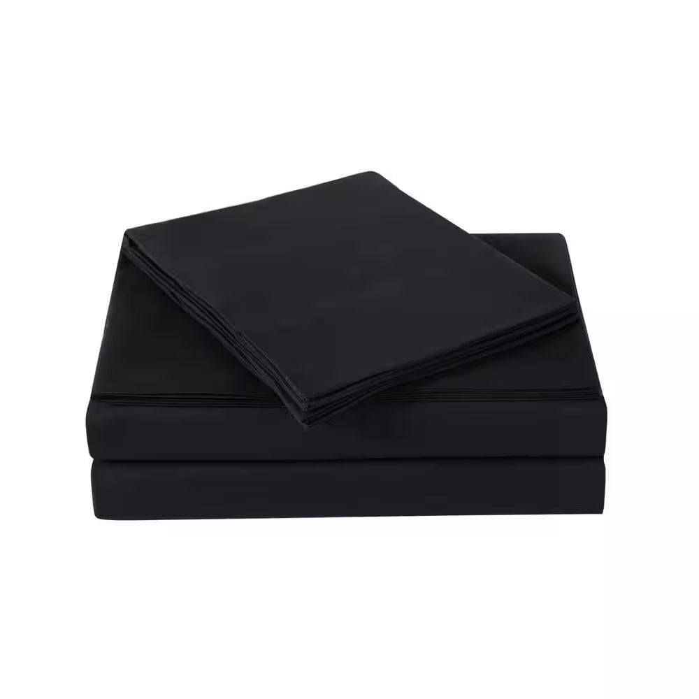 Black 3-Piece Solid 180 Thread Count Microfiber Twin Sheet Set