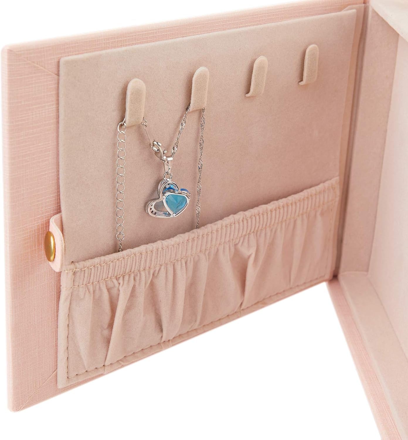 RIRO Jewelry Box for Women, Faux Leather Jewelry Organizer Box with 2 Drawers, Lockable Jewelry Storage Case with Mirror, Storing for Watch Necklace Ring Earring Bracelet, Gift (Pink)