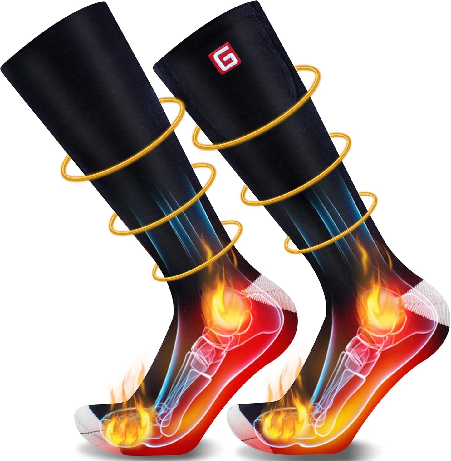 Autocastle Heated Socks for Men Women - Rechargeable Battery Electric Socks for Chronically Cold Feet - Winter Warm Thermal Washable Unisex Foot Warmer for Hunting Skiing Cycling