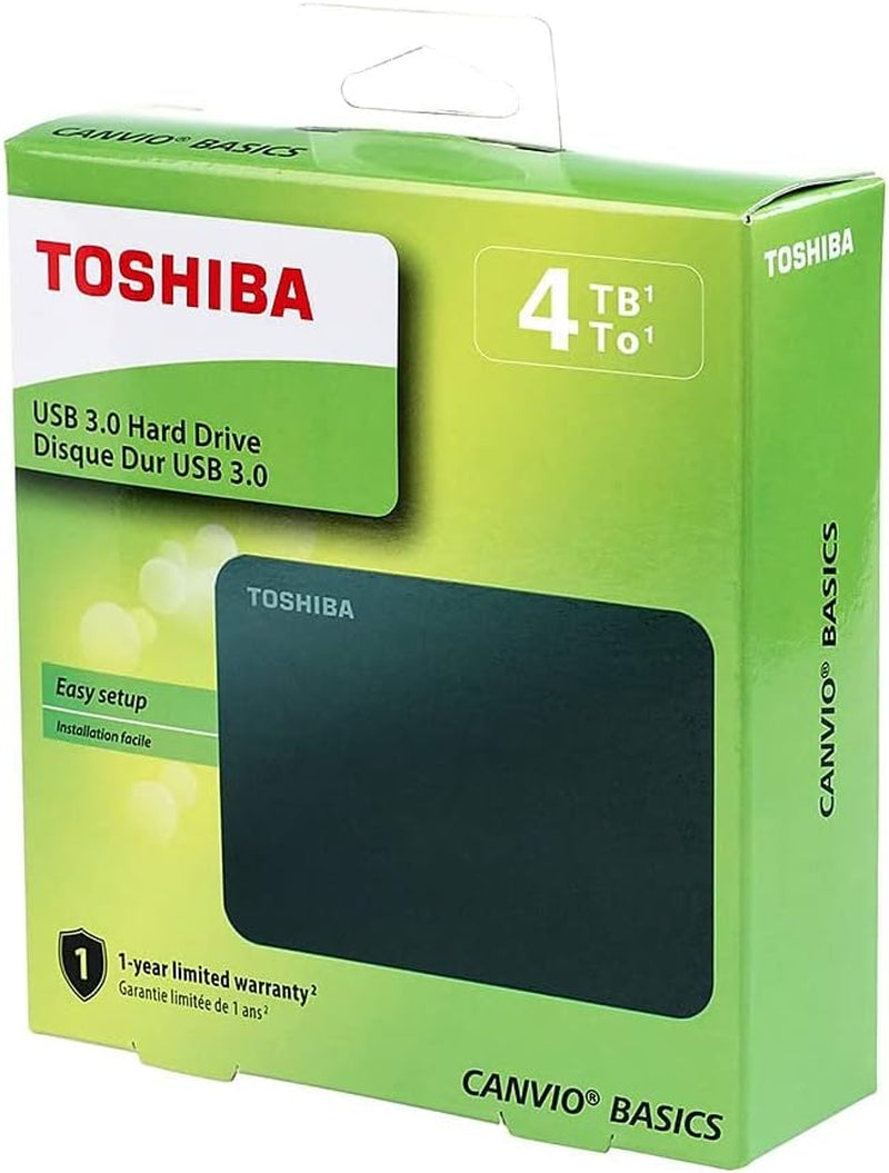 Toshiba Canvio Basics 4TB Portable External Hard Drive USB 3.0, Black - HDTB440XK3CA