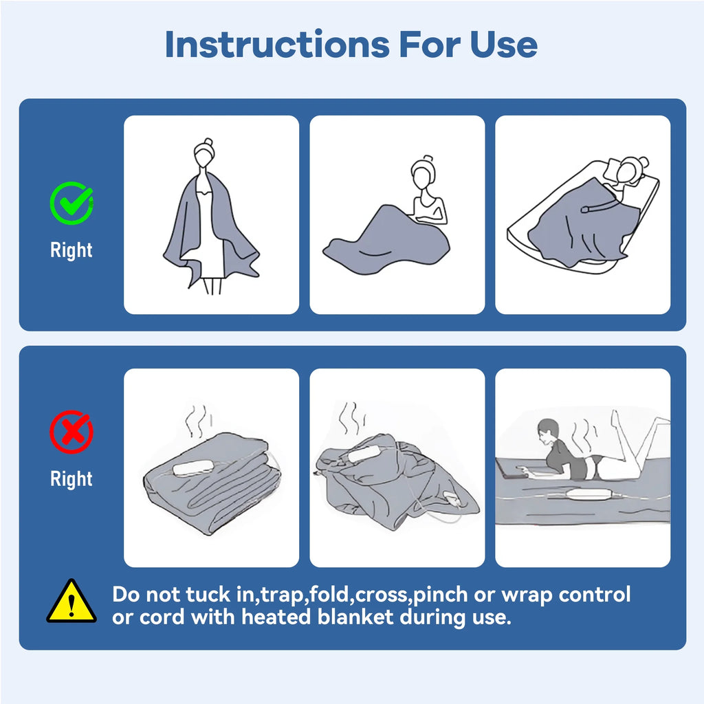 Double-Sided Flannel Electric Heated Blanket Twin, 62"X84" Machine Washable Fast Heating Blanket for Office Bedroom Livingroom - Blue