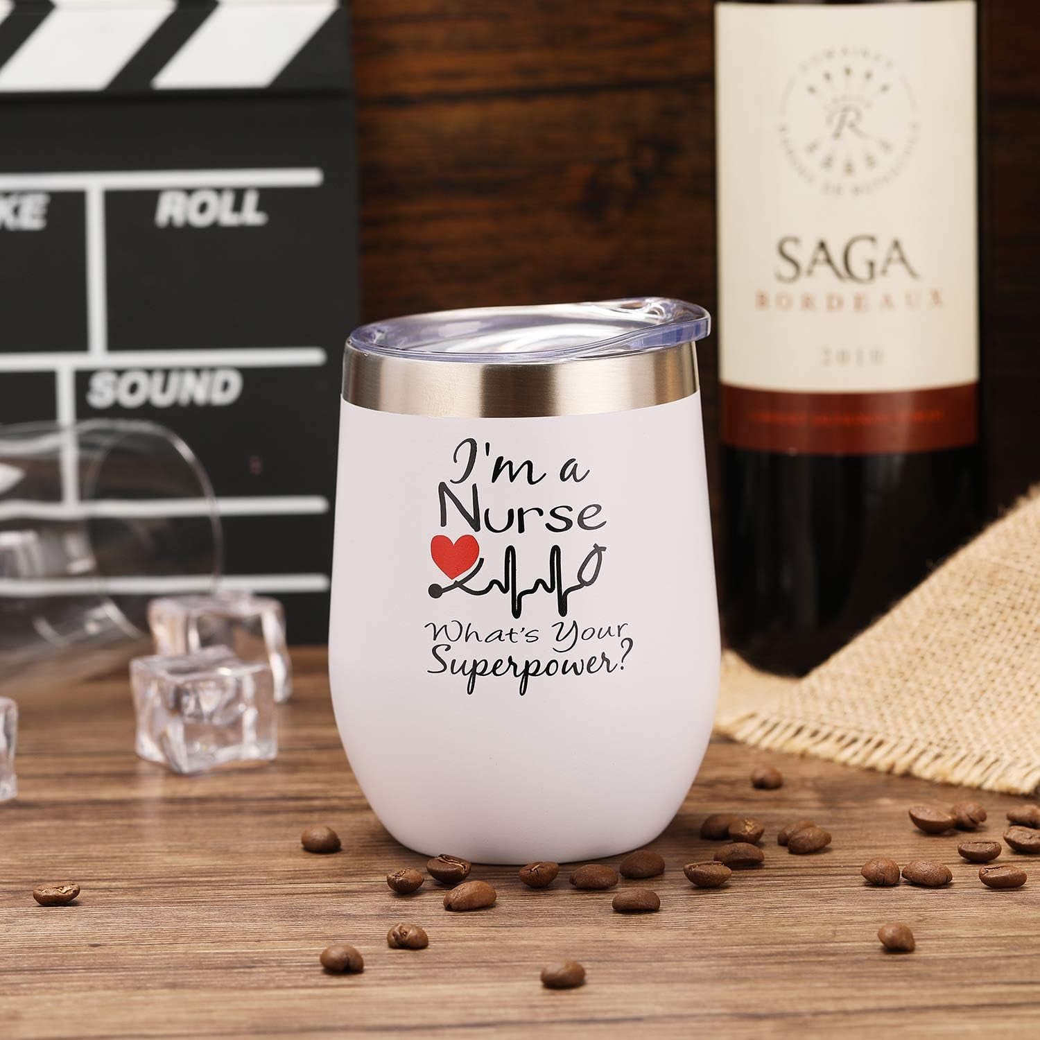 I'M a Nurse What'S Your Superpower Wine Tumbler,Funny Nurse Gifts,Nurses Week,Graduation,Birthday Gift for RN,ER Nurse,New Nurse Christmas Gifts 12 Oz White