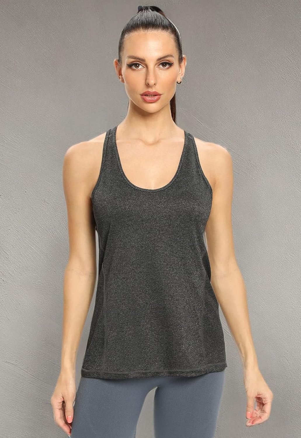 Vislivin Workout Tank Tops for Women Racerback Athletic Tanks Running Exercise Gym Tank Top - 4 Packs Black/Black/Gray/Blue S