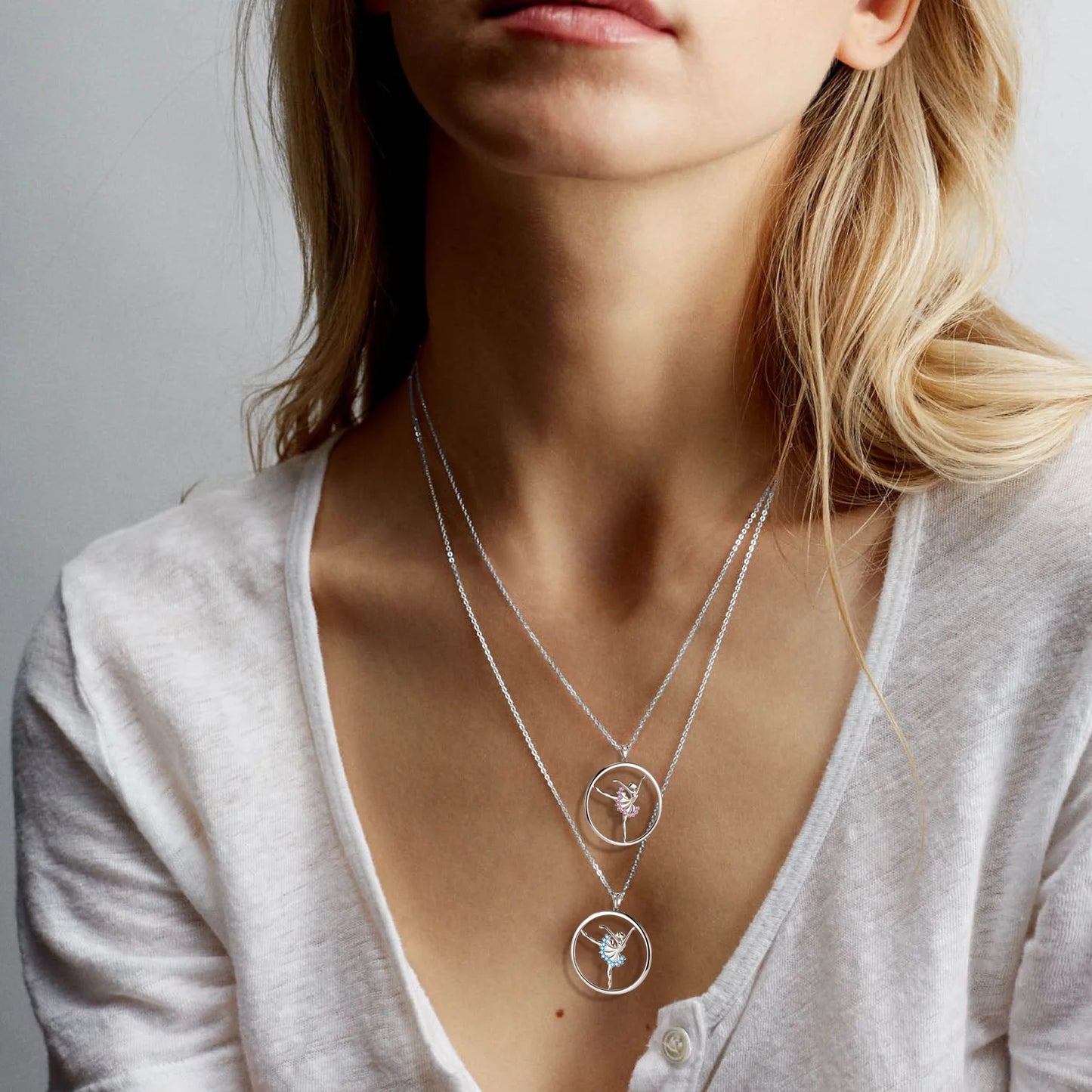 Sterling Silver Ballerina Necklace October Birthstone Pink CZ Ballet Dancer Dance Pendant Jewelry Christmas Valentine'S Day Birthday Gifts for Daughter