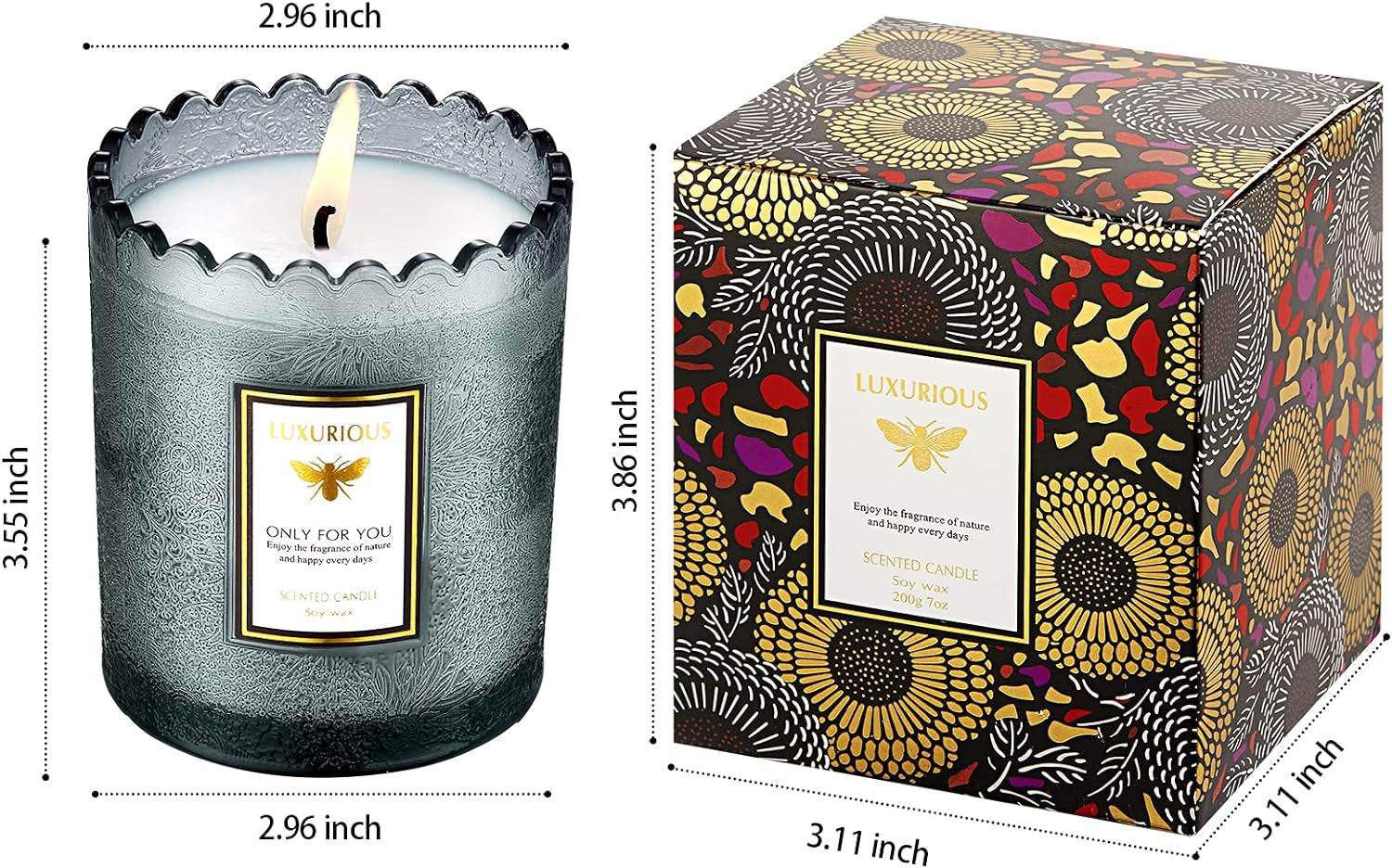 Valentines Day Decor Candles for Home Scented Natural Soy Wax Women Happy Birthday Set Kindle Aromatherapy Candle Gifts Large Glass Jar Pack Aesthetic Romantic Best Decorative (Gray)