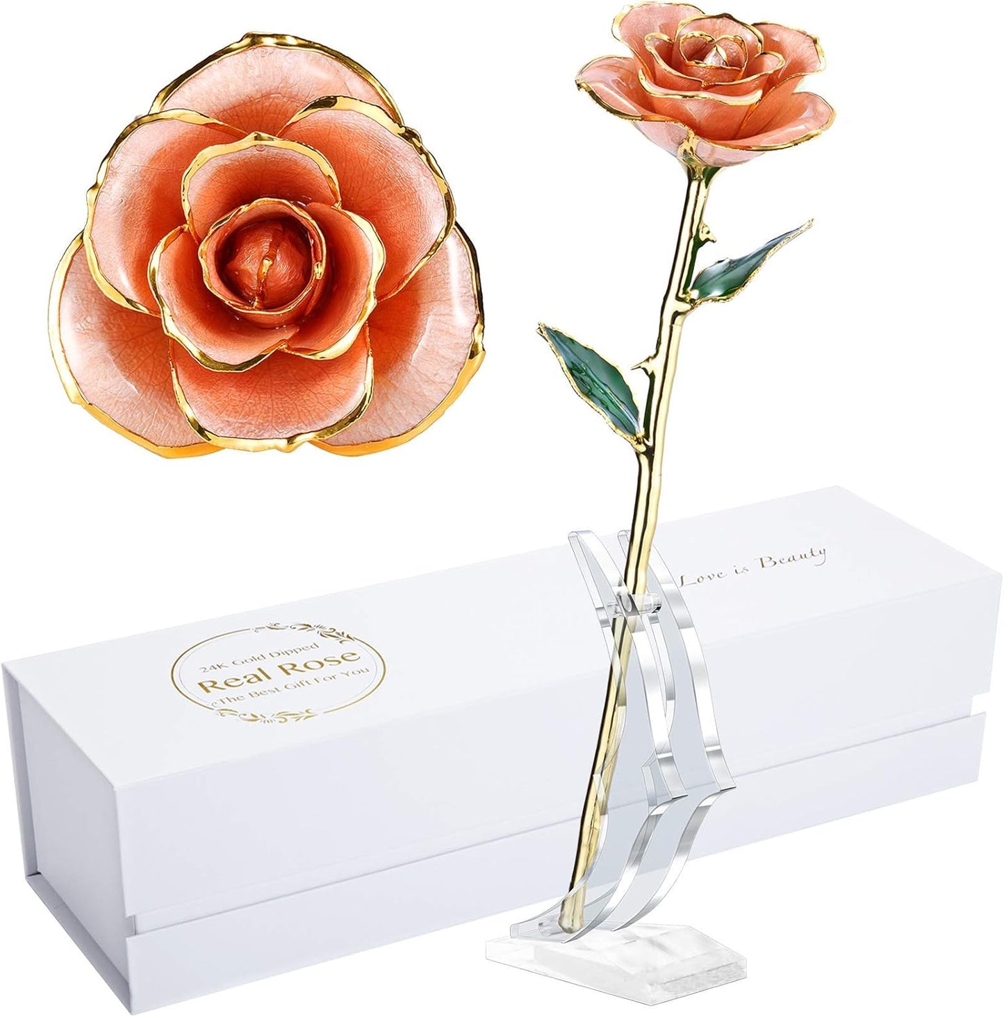 Romantic Rose Gift for Her,Eternity Gold Rose Flower 24K Gold Dipped Rose and Romantic Gift for Her Rose,Skyblue with Stand
