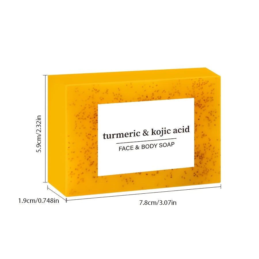 Turmeric and Kojic Acid Soap - Moisturizing, Unisex-Adult, Deeply Cleanses and Moisturizes - Rich in Turmeric, Vitamin E, Olive Oil, Suitable for All Types of Hair and Light Beige