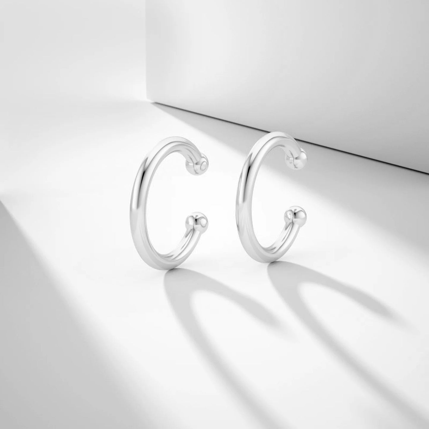 925 Sterling Silver Huggie Ear Cuff Earrings for Women 14K White Gold Plated Earring Cuff Small Hoop Earrings Jewelry Gift