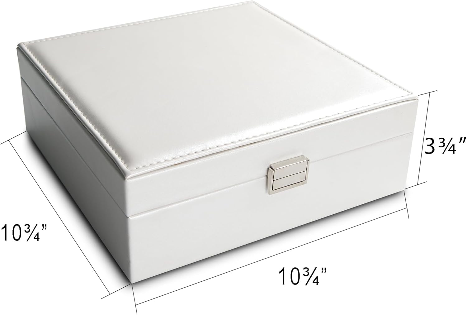 Frebeauty Earring Organizer Classic Jewelry Box 50 Slots Double Layer Jewelry Storage Case with 6 Necklace Hook and Bracelet Pocket(Pearl White)