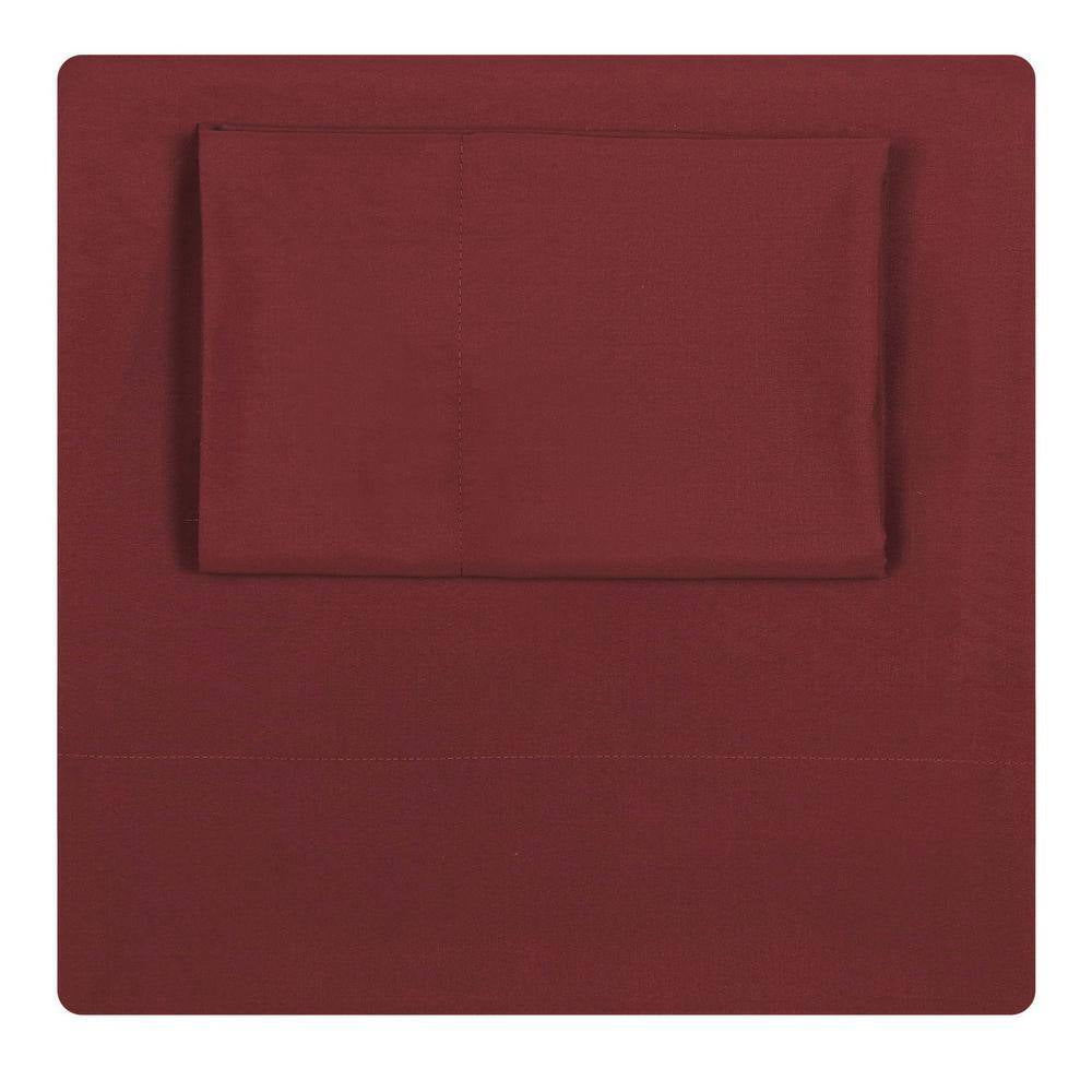 Burgundy 4-Piece Solid 180 Thread Count Microfiber King Sheet Set