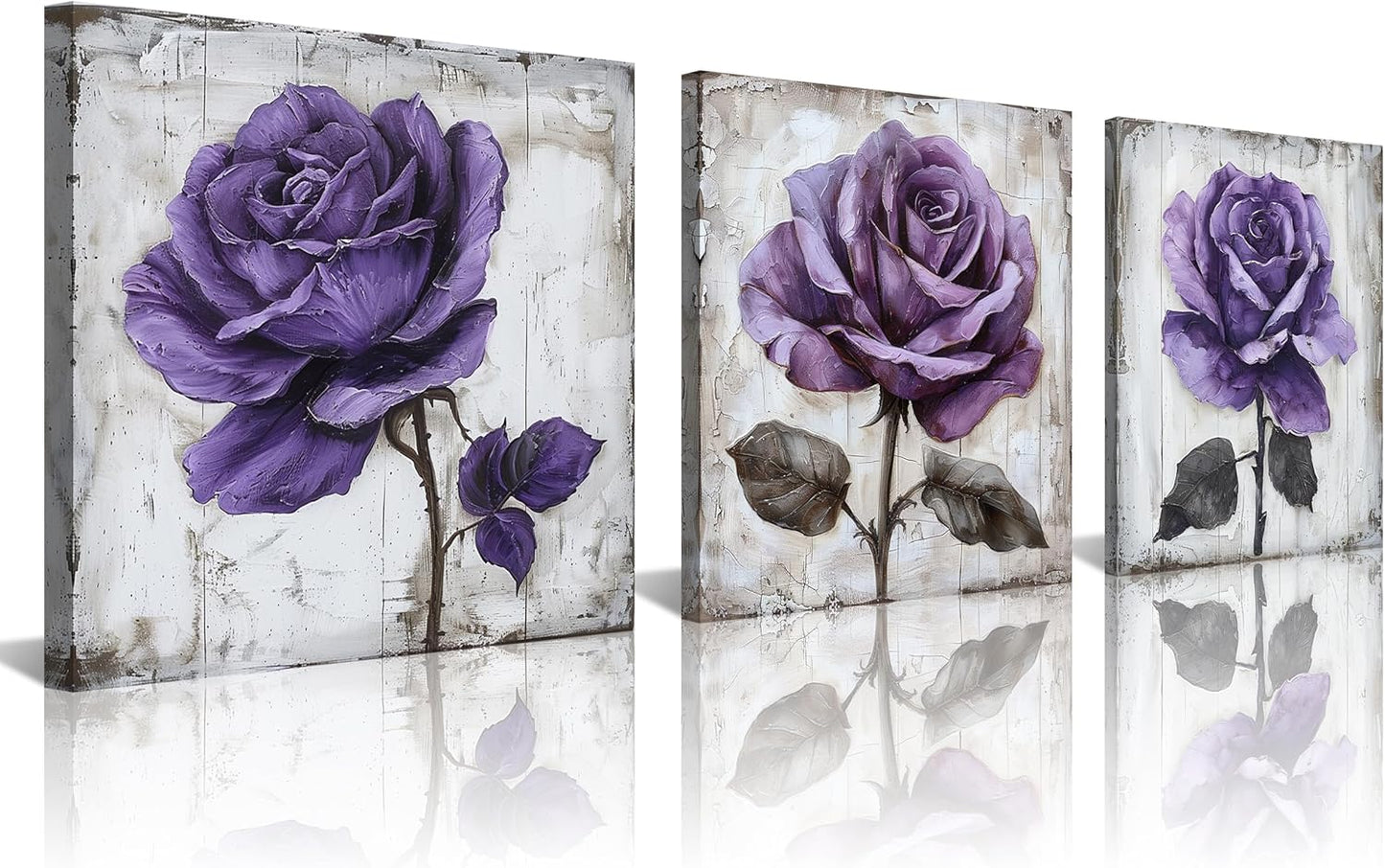 NAN Wind Canvas Print 3 Pcs Black and White Red Rose Canvas Art Painting Abstract Wall Art Decorations Flower Picture on Canvas for Home Decor Stretched and Framed (16X16Inchx3Pcs, A-Rose)