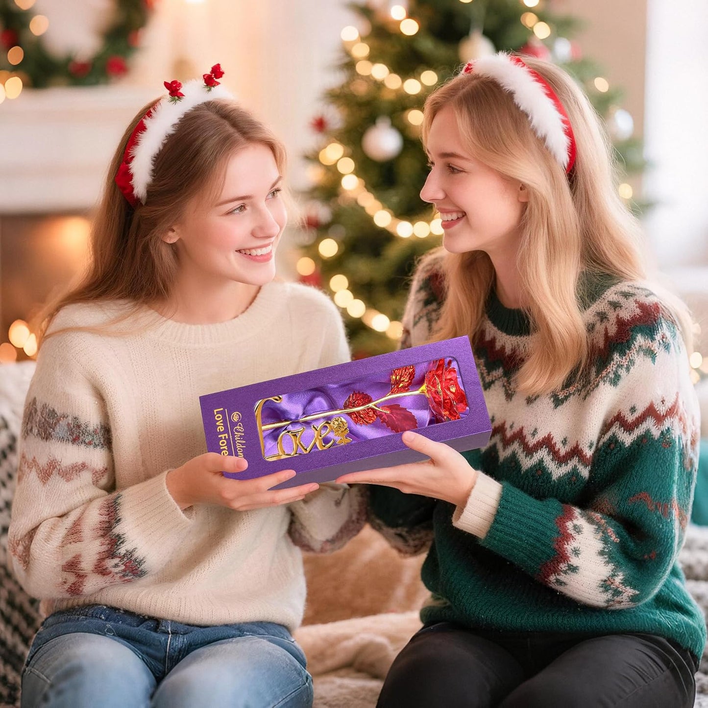 Childom Birthday Gifts for Women,Christmas Rose Gifts for Her Mom,Red Rose with Love Stand for Wife,Sweet Artificial Flower for Grandma,Women,Christmas,Birthday,Anniversary,Valentines,Mothers Day