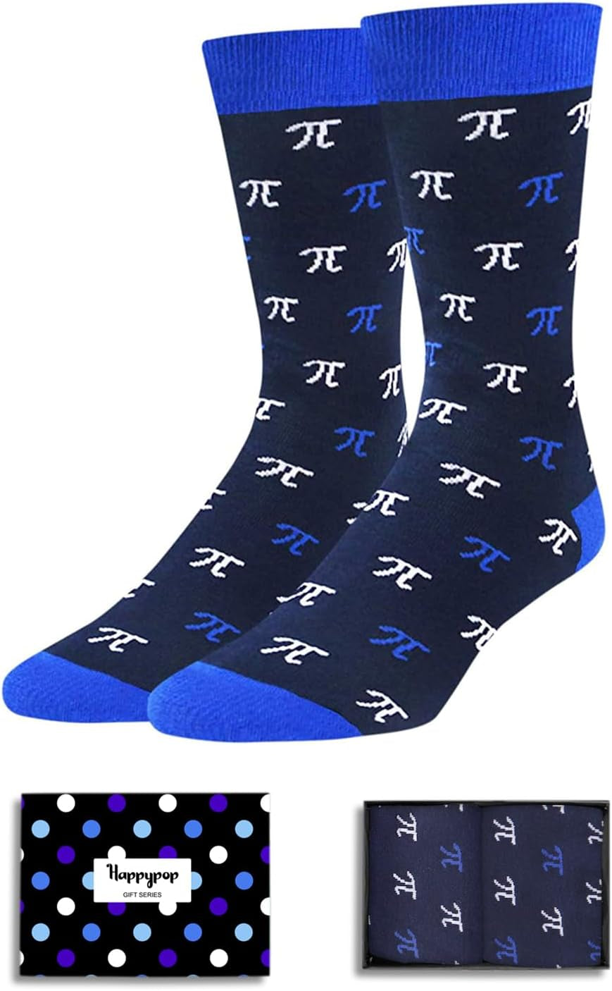 HAPPYPOP Funny Socks for Men - Math Chemistry Gifts for Male, Pi Day Gifts for Math Lovers