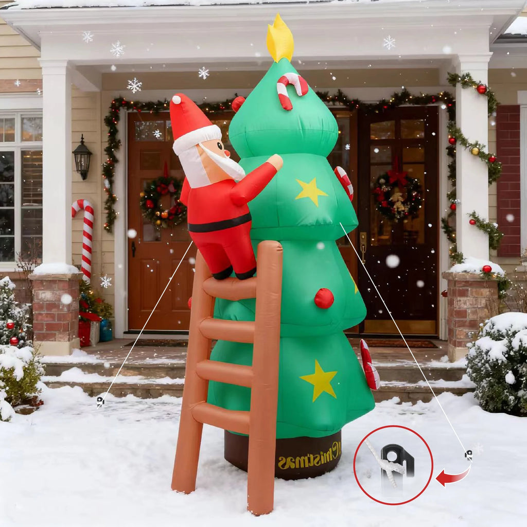 9Ft Christmas Inflatables Outdoor Decoration Christmas Tree and Santa Claus Blow Ups with Built in LED Lights Xmas Garden Yard Lawn Decoration