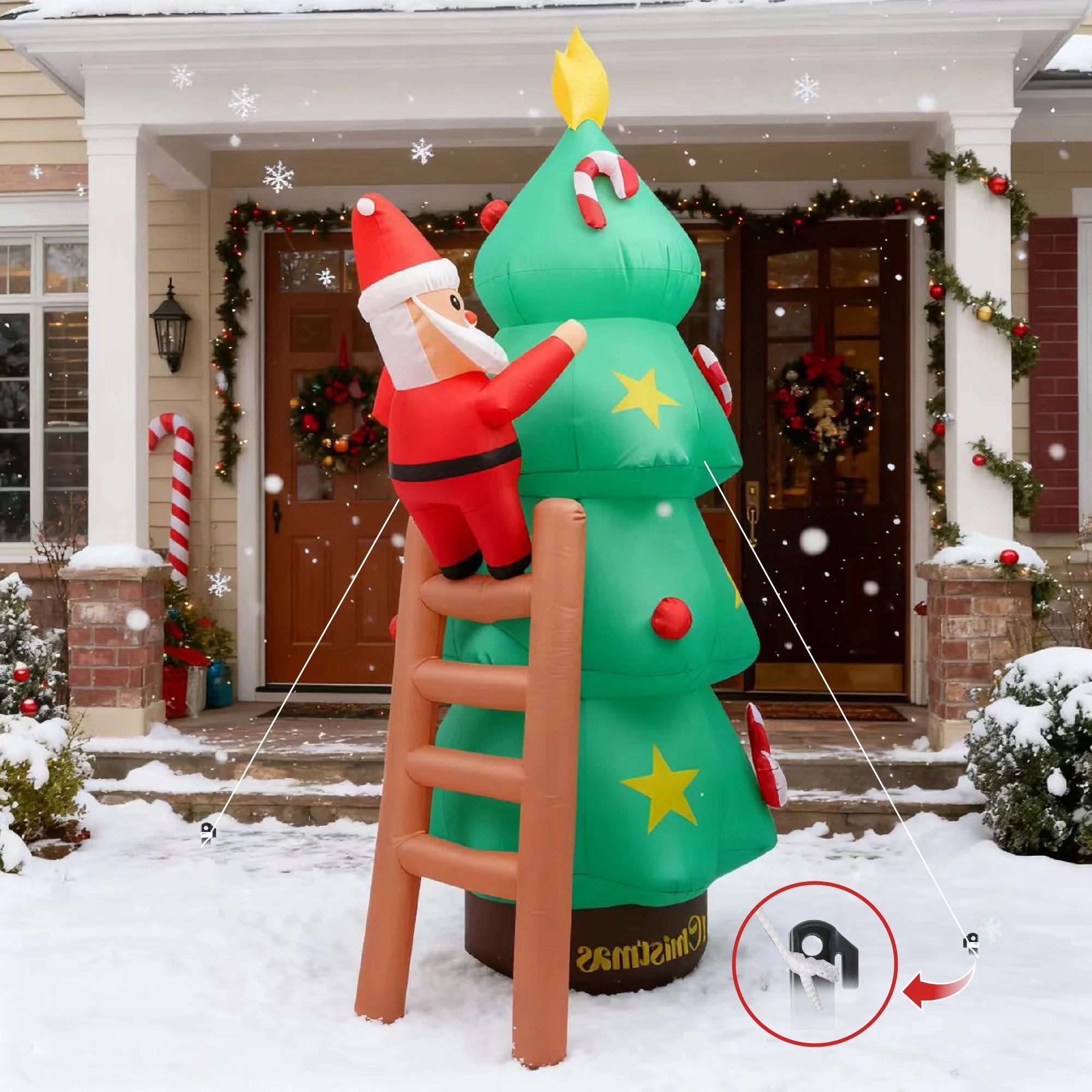9Ft Christmas Inflatables Outdoor Decoration Christmas Tree and Santa Claus Blow Ups with Built in LED Lights Xmas Garden Yard Lawn Decoration