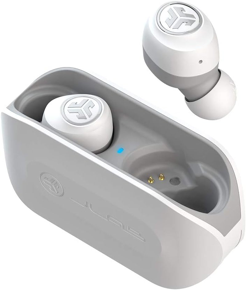 Jlab Go Air True Wireless Bluetooth Earbuds + Charging Case, Dual Connect, IP44 Sweat Resistance, Bluetooth 5.0 Connection, 3 EQ Sound Settings Signature, Balanced, Bass Boost (White)