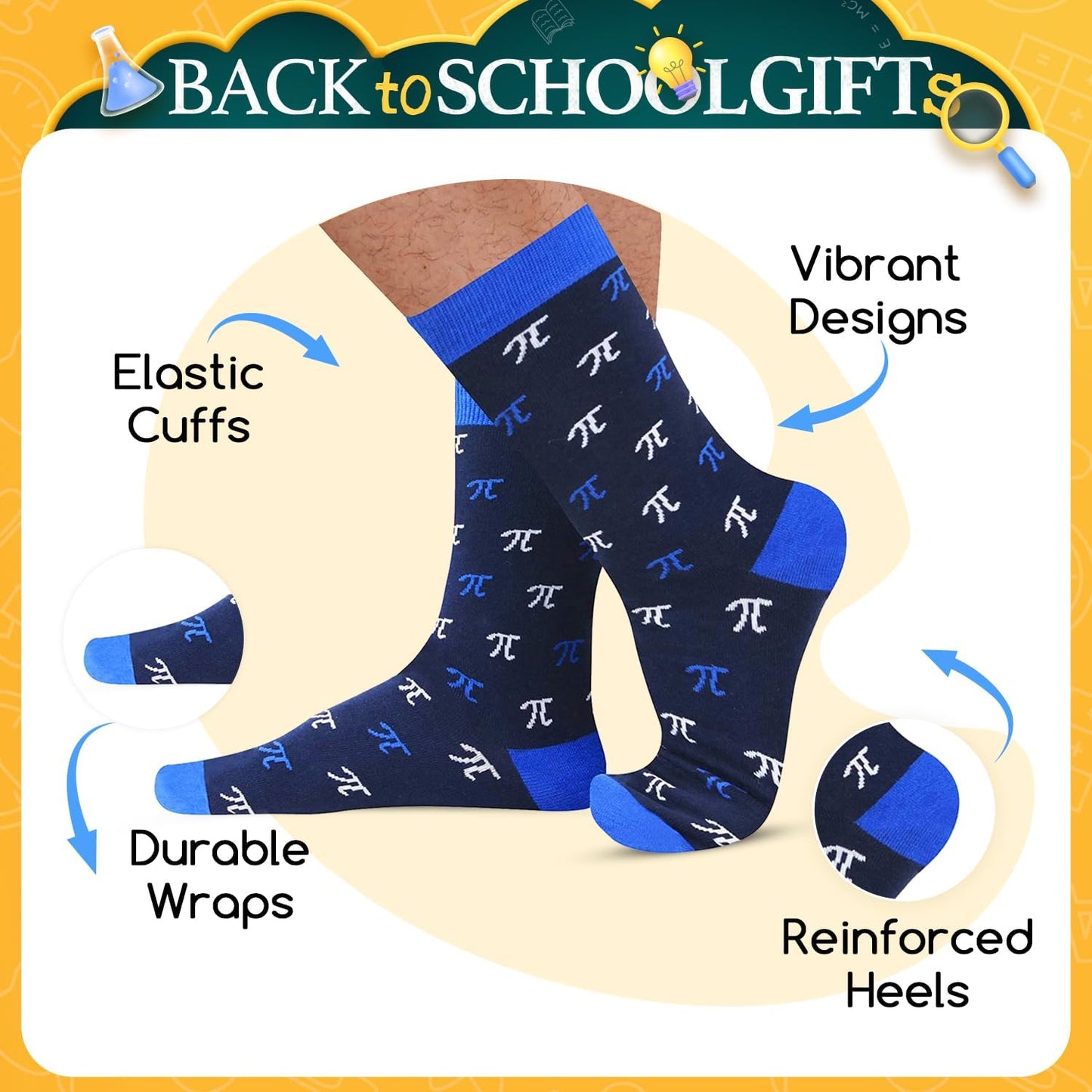 HAPPYPOP Funny Socks for Men - Math Chemistry Gifts for Male, Pi Day Gifts for Math Lovers