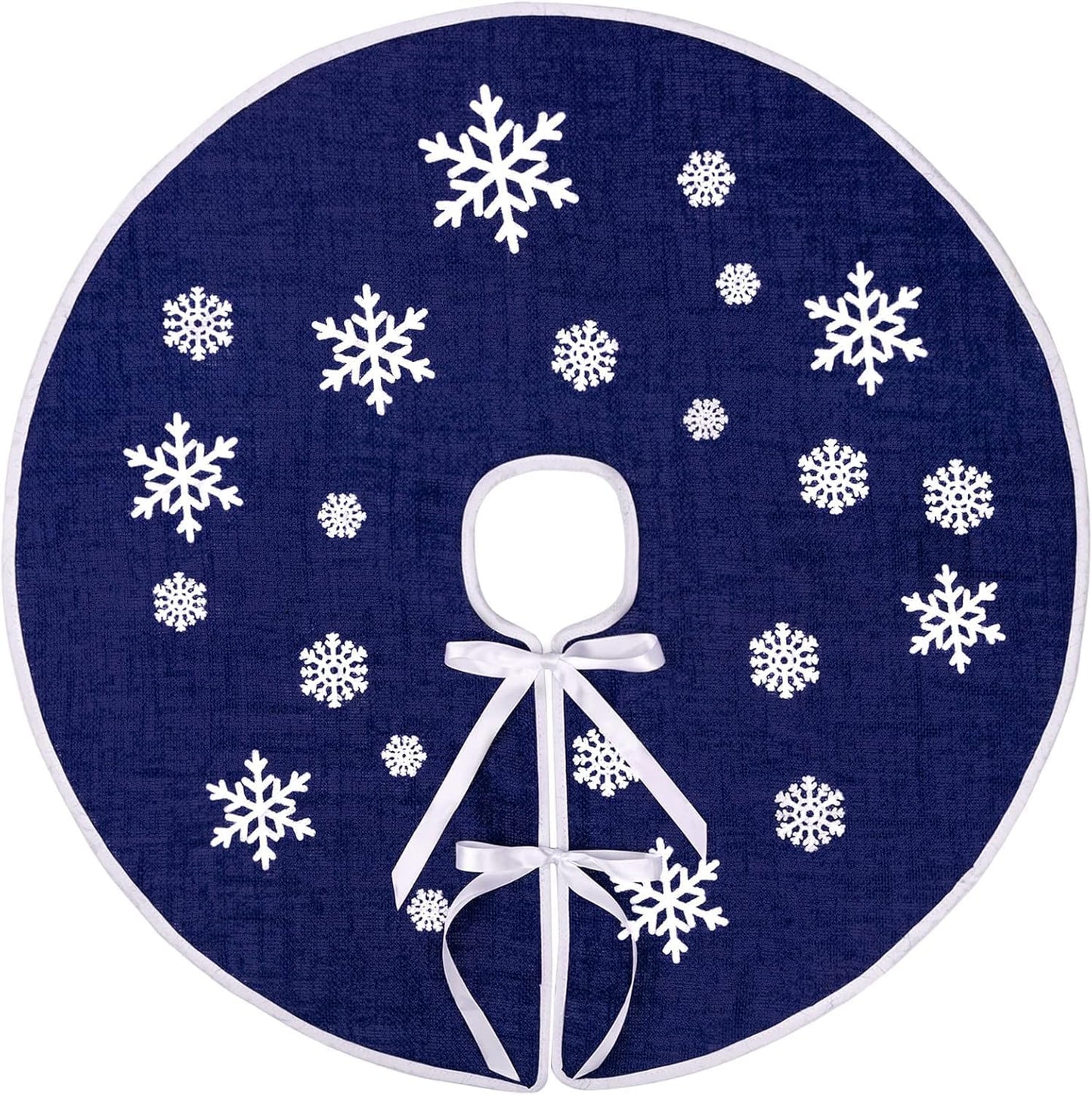 N&T NIETING Christmas Small Tree Skirt, 24 Inch Red Burlap Tree Mat with White Snowflake Printed for Xmas Tree Holiday Party Home Indoor Farmhouse Winter Decorations